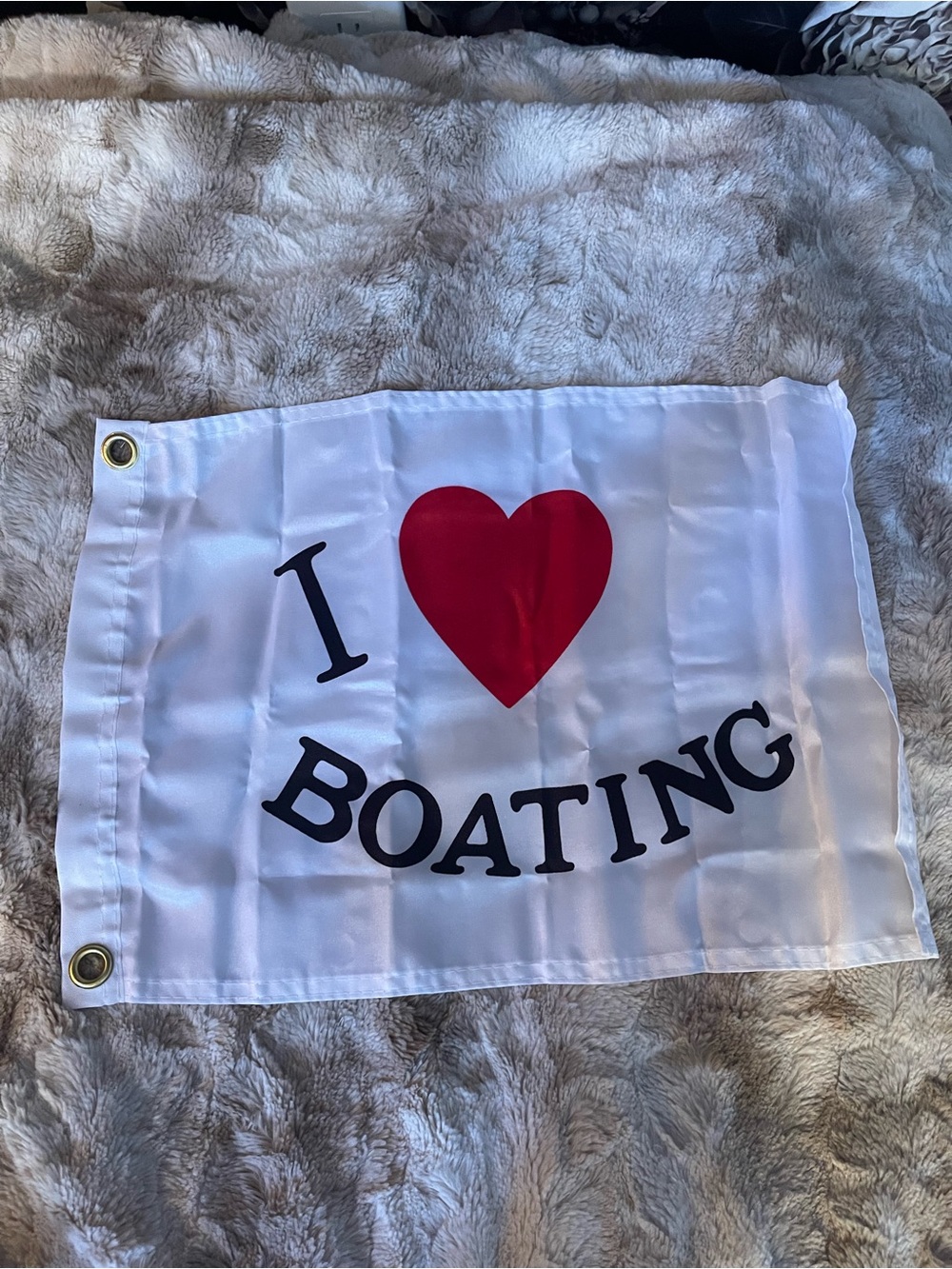 I Heart Boating Nautical Flag - White with Red Heart 12 x 18